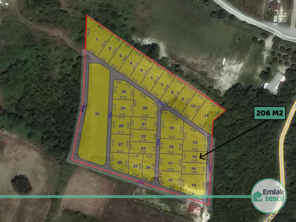 Arnavutköy Balaban da Satılık Arsa 206 M2 13 ncü Çap